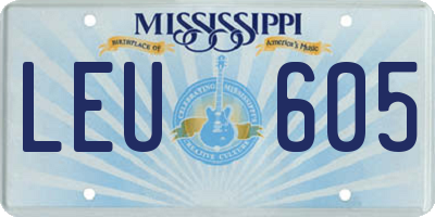 MS license plate LEU605