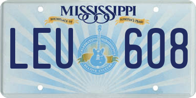 MS license plate LEU608
