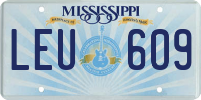 MS license plate LEU609