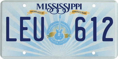 MS license plate LEU612