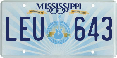 MS license plate LEU643