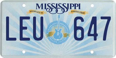 MS license plate LEU647