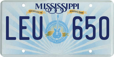 MS license plate LEU650
