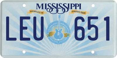 MS license plate LEU651