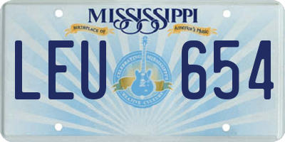 MS license plate LEU654