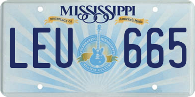 MS license plate LEU665