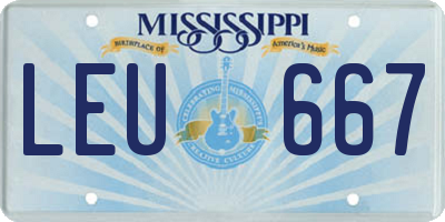 MS license plate LEU667
