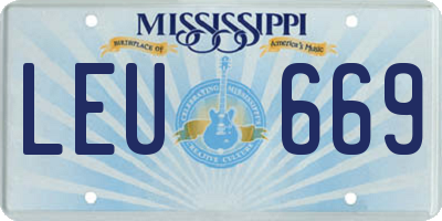 MS license plate LEU669