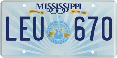 MS license plate LEU670