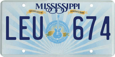 MS license plate LEU674