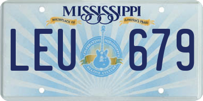 MS license plate LEU679