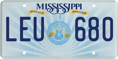 MS license plate LEU680