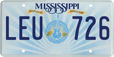 MS license plate LEU726