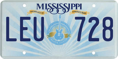 MS license plate LEU728