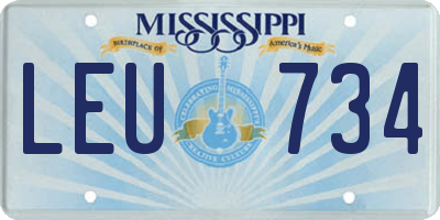 MS license plate LEU734