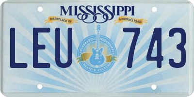 MS license plate LEU743