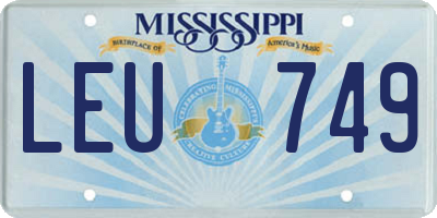 MS license plate LEU749