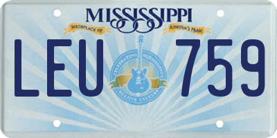 MS license plate LEU759