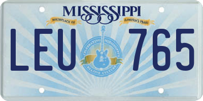 MS license plate LEU765
