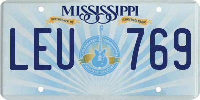 MS license plate LEU769