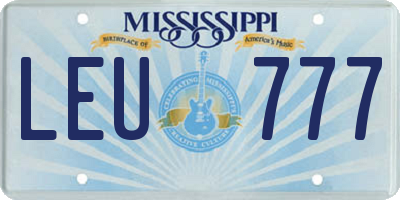 MS license plate LEU777