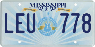 MS license plate LEU778