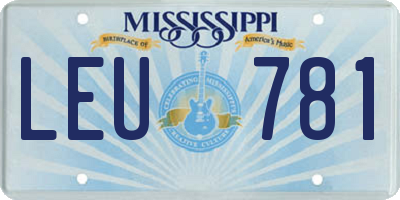 MS license plate LEU781