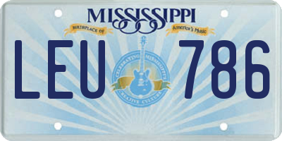 MS license plate LEU786