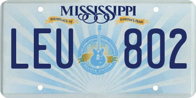 MS license plate LEU802