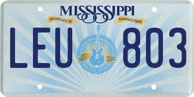 MS license plate LEU803
