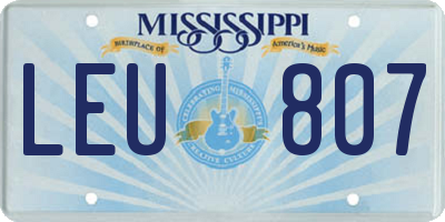 MS license plate LEU807