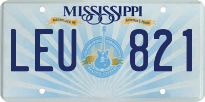 MS license plate LEU821