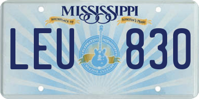 MS license plate LEU830