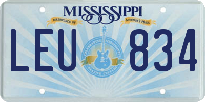 MS license plate LEU834