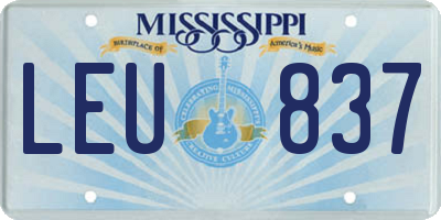 MS license plate LEU837