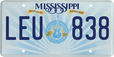 MS license plate LEU838