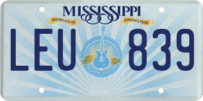 MS license plate LEU839