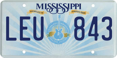 MS license plate LEU843