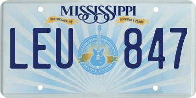 MS license plate LEU847