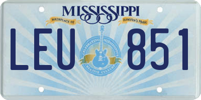 MS license plate LEU851