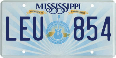MS license plate LEU854