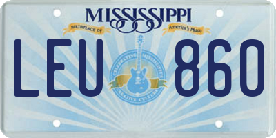 MS license plate LEU860