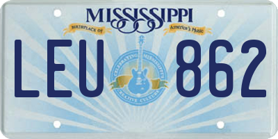 MS license plate LEU862