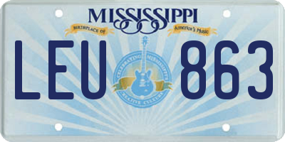 MS license plate LEU863