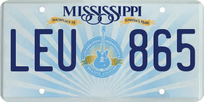 MS license plate LEU865