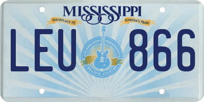 MS license plate LEU866