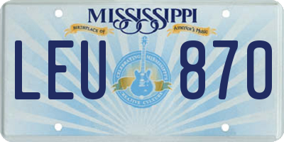 MS license plate LEU870