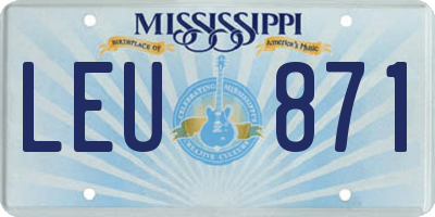 MS license plate LEU871
