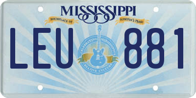 MS license plate LEU881