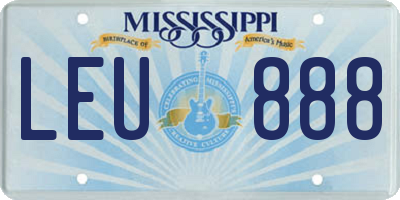MS license plate LEU888